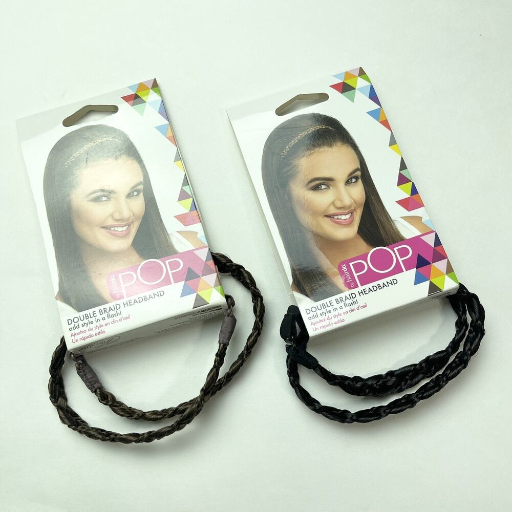 2-piece Pop by Hairdo Double Braid Braided Headband‎ Brown & Black